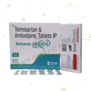 Telmavac Am 80/5mg Strip Of 10 Tablets | Telmisartan80.0 Mg + Amlodipine5.0 Mg