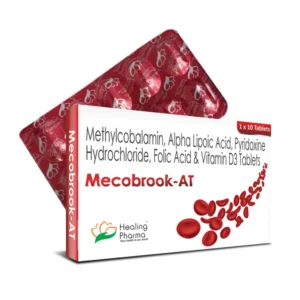 Mecobrook AT | METHYLCOBALAMIN IP 1500 MCG + ALPHALIPOIC ACID 100MG + PYRIDOXINE HCL 3MG + FOLIC ACID 1.5MG + VITAMIN D3 1000IU
