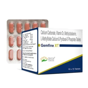 Gemfine XT | Calcium Carbonate IP 1250mg + Eq. to Elemental Calcium 500mg+Vitamin D3 IP 2000IU+Mecobalamin IP Methylcobalamin 1500mcg + L-Methylfolate Calcium 1mg + Pyridoxal 5' Phosphate 20mg