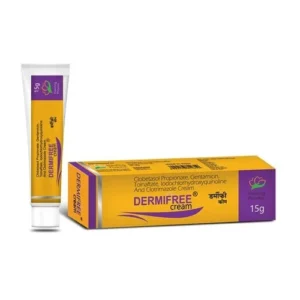 Dermifree Cream | Clobetasol Topical 0.05% + Gentamicin 0.1% + Tolnaftate 1% + Iodochlorhydroxyquinoline 1% + Clotrimazole 1% ?15 gm